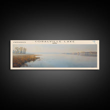 Load image into Gallery viewer, Coralville Lake Iowa Framed Canvas Print, Lake House Art, Panoramic Wide Art, Travel Poster, Modern Lake Painting, Nature Art
