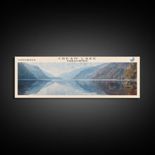 Load image into Gallery viewer, Crean Lake Framed Canvas Print, Lake House Decor, Panoramic Wall Art, Travel Poster, Rustic Lake Painting, Nature Art
