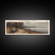 Load image into Gallery viewer, Crooked Lake Michigan Framed Canvas Print, Lake House Art, Panoramic Wall Art, Travel Poster, Minimalist Lake Painting, Home Decor
