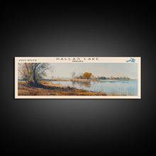 Load image into Gallery viewer, Dallas Lake Indiana Framed Canvas Print, Lake House Decor, Panoramic Wall Art, Travel Poster, Rustic Lake Painting, Home Decor
