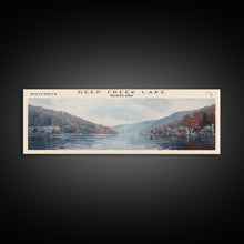 Load image into Gallery viewer, Deep Creek Lake Maryland Framed Canvas Print, Lake House Decor, Panoramic Wall Art, Travel Poster, Modern Lake Painting, Nature Art
