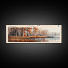 Load image into Gallery viewer, Elk Lake Michigan Framed Canvas Print, Lake House Art, Panoramic Wall Art, Travel Poster, Minimalist Lake Painting, Home Decor
