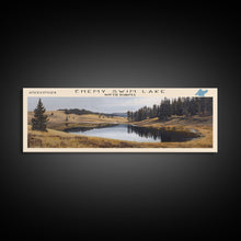 Load image into Gallery viewer, Enemy Swim Lake South Dakota Framed Canvas Print, Lake House Decor, Panoramic Wall Art, Travel Poster, Rustic Lake Painting, Home Decor
