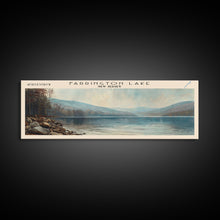 Cargar imagen en el visor de la galería, Farrington Lake New Jersey Framed Canvas Print, Lake House Decor, Panoramic Wall Art, Travel Poster, Modern Lake Painting, Nature Art

