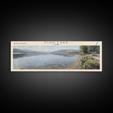 Cargar imagen en el visor de la galería, Fish Lake Utah Framed Canvas Print, Panoramic Lake House Decor, Wall Art, Travel Poster, Tranquil Lake Painting, Nature Art

