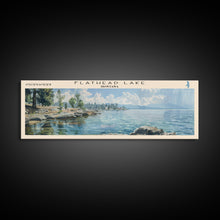 Cargar imagen en el visor de la galería, Flathead Lake Montana Framed Canvas Print, Lake House Art, Panoramic Wall Art, Travel Poster, Captivating Lake Painting, Home Decor
