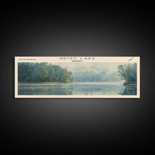 Load image into Gallery viewer, Geist Lake Indiana Framed Canvas Print, Panoramic Lake House Decor, Wall Art, Travel Poster, Peaceful Lake Painting, Nature Art
