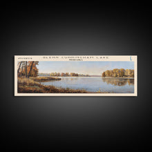 Carregar imagem no visualizador da galeria, Glenn Cunningham Lake Nebraska Framed Canvas Print, Lake House Art, Panoramic Wall Art, Travel Poster, Picturesque Lake Painting, Home Decor
