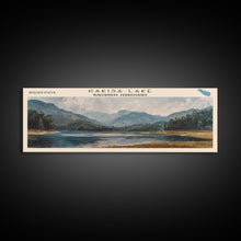 Carregar imagem no visualizador da galeria, Kakisa Lake Framed Canvas Print, Lake House Art, Panoramic Wall Art, Travel Poster, Scenic Lake Painting, Home Decor
