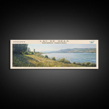 Cargar imagen en el visor de la galería, Lac De Gras Framed Canvas Print, Lake House Art, Panoramic Wall Art, Travel Poster, Scenic Lake Painting, Home Decor
