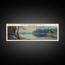 Cargar imagen en el visor de la galería, Lake Cochituate Massachusetts Framed Canvas Print, Lake House Decor, Panoramic Wall Art, Travel Poster, Beautiful Lake Painting, Nature Art
