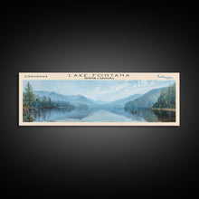 Load image into Gallery viewer, Lake Fontana North Carolina Framed Canvas Print, Lake House Decor, Panoramic Wall Art, Travel Poster, Beautiful Lake Painting, Home Art
