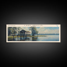 Cargar imagen en el visor de la galería, Lake Griffin Florida Framed Canvas Print, Lake House Decor, Panoramic Wall Art, Travel Poster, Beautiful Lake Painting, Nature Art
