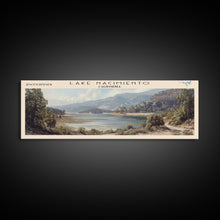 Load image into Gallery viewer, Lake Nacimiento California Framed Canvas Print, Lake House Decor, Panoramic Wall Art, Travel Poster, Beautiful Landscape Painting, Modern Art
