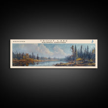 Load image into Gallery viewer, Trout Lake Canada Northwest Territories Panoramic Wall Art, Framed Canvas Print, Lake House Decor, Travel Poster, Beautiful Lake Scene, Home Decor
