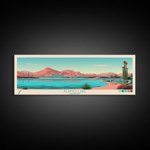 Carregar imagem no visualizador da galeria, Alamo Lake Arizona Framed Canvas Print, Panoramic Travel Poster, Midcentury Modern Wall Art, Pop Art, Scenic Bedroom Art
