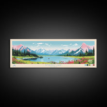 Carregar imagem no visualizador da galeria, Amanka Lake Alaska Framed Canvas Print, Panoramic Wall Art, Midcentury Modern, Pop Art, Travel Poster, Living Room Art
