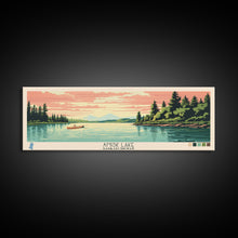 Carregar imagem no visualizador da galeria, Amisk Lake Saskatchewan Framed Canvas Print, Panoramic Wall Art, Midcentury Modern, Pop Art, Travel Poster, Scenic Living Room Art
