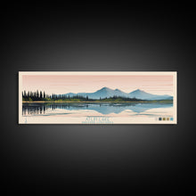 Carregar imagem no visualizador da galeria, Atlin Lake British Columbia Framed Canvas Print, Panoramic Travel Poster, Midcentury Modern Wall Art, Pop Art, Bedroom Decor

