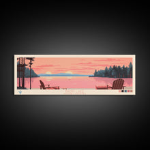 Carregar imagem no visualizador da galeria, Badin Lake North Carolina Framed Canvas Print, Panoramic Wall Art, Midcentury Modern, Pop Art, Travel Poster, Scenic Bedroom Art
