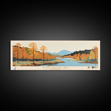 Load image into Gallery viewer, Blairs Valley Lake Maryland Framed Canvas Print, Panoramic Travel Poster, Midcentury Modern Wall Art, Pop Art, Nature Bedroom Art, Scenic Lake House Decor
