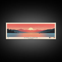 Load image into Gallery viewer, Boysen Reservoir Wyoming Framed Canvas Print, Panoramic Travel Poster, Midcentury Modern Wall Art, Pop Art, Nature Bedroom Decor, Scenic Lake House Art
