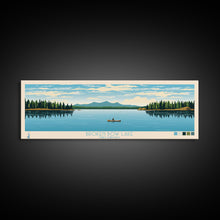 Carregar imagem no visualizador da galeria, Broken Bow Lake Oklahoma Framed Canvas Print, Pop Art Panoramic Travel Poster, Midcentury Modern, Wall Art, Scenic Nature Painting, Bedroom Decor
