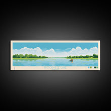 Carregar imagem no visualizador da galeria, Brookville Lake Indiana Framed Canvas Print, Midcentury Modern Panoramic Wall Art, Living Room Decor, Pop Art, Travel Poster Art, Nature Painting
