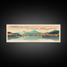 Carregar imagem no visualizador da galeria, Burnsville Lake West Virginia Framed Canvas Print, Midcentury Modern Panoramic Wall Art, Living Room Decor, Pop Art, Travel Poster Art, Scenic Nature Painting

