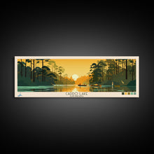 Carregar imagem no visualizador da galeria, Caddo Lake Louisiana Framed Canvas Print, Pop Art Panoramic Travel Poster, Midcentury Modern, Wall Art, Scenic Nature Painting, Bedroom Decor
