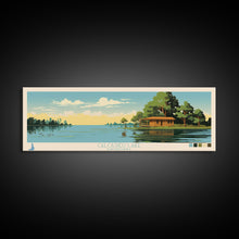Carregar imagem no visualizador da galeria, Calcasieu Lake Louisianna Framed Canvas Print, Pop Art Panoramic Travel Poster, Midcentury Modern, Wall Art, Scenic Nature Painting, Bedroom Decor
