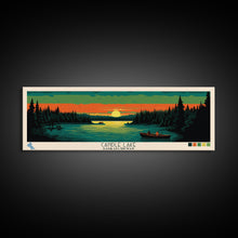Carregar imagem no visualizador da galeria, Candle Lake Saskatchewan Framed Canvas Print, Midcentury Modern Panoramic Wall Art, Living Room Decor, Pop Art, Travel Poster Art, Scenic Nature Painting
