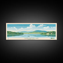 Carregar imagem no visualizador da galeria, Candlewood Lake Connecticut Framed Canvas Print, Pop Art Panoramic Travel Poster, Midcentury Modern, Wall Art, Scenic Nature Painting, Bedroom Decor

