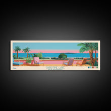 Cargar imagen en el visor de la galería, Christine Lake New Hamphire Framed Canvas Print, Pop Art Panoramic Travel Poster, Midcentury Modern, Wall Art, Scenic Nature Painting, Bedroom Decor, Living Room Art
