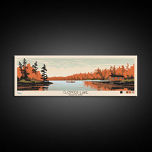 Cargar imagen en el visor de la galería, Clopper Lake Maryland Framed Canvas Print, Pop Art Panoramic Travel Poster, Midcentury Modern, Wall Art, Scenic Nature Painting, Bedroom Decor, Living Room Art

