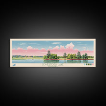Cargar imagen en el visor de la galería, Conestoga Lake Nebraska Framed Canvas Print, Pop Art Panoramic Travel Poster, Midcentury Modern, Wall Art, Scenic Nature Painting, Bedroom Decor, Living Room Art
