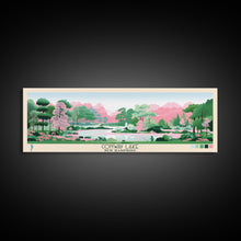 Cargar imagen en el visor de la galería, Conway Lake New Hamphire Framed Canvas Print, Pop Art Panoramic Travel Poster, Midcentury Modern, Wall Art, Scenic Nature Painting, Bedroom Decor, Living Room Art
