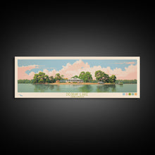 Load image into Gallery viewer, DeGray Lake Arkansas Framed Canvas Print, Midcentury Modern Panoramic Wall Art, Bedroom Decor, Pop Art, Travel Poster Art, Scenic Nature Painting
