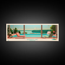 Load image into Gallery viewer, DeQueen Lake Arkansas Framed Canvas Print, Midcentury Modern Panoramic Wall Art, Living Room Decor, Pop Art, Travel Poster Art, Scenic Nature Painting
