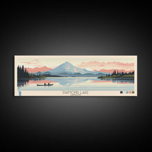 Load image into Gallery viewer, Diamond Lake Oregon Framed Canvas Print, Midcentury Modern Panoramic Wall Art, Bedroom Decor, Pop Art, Travel Poster Art, Scenic Nature Painting
