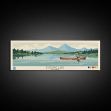 Load image into Gallery viewer, Echoing Lake Ontario Framed Canvas Print, Panoramic Art, Midcentury Modern, Pop Art, Bedroom Decor, Travel Poster, Lake View
