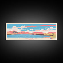Load image into Gallery viewer, Fort Peck Lake Montana Framed Canvas Print, Panoramic Wall Art, Midcentury Modern, Pop Art, Bedroom Decor, Travel Poster, Nature Art, Artistic Decor
