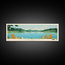 Cargar imagen en el visor de la galería, Logan Martin Lake, Alabama Panoramic Wall Art Framed Canvas Print, Midcentury Modern, Pop Art, Home Decor, Travel Poster, Bedroom Art
