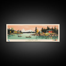 Load image into Gallery viewer, Martre Lake, Northwest Territories Panoramic Wall Art Framed Canvas Print, Midcentury Modern, Pop Art, Home Decor, Travel Poster, Living Room Art
