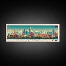 Load image into Gallery viewer, Bangkok, Thailand Travel Poster Panoramic Canvas Print, Bangkok, Thailand Painting, Thailand Art, Bangkok Travel Art, Guest Room Painting
