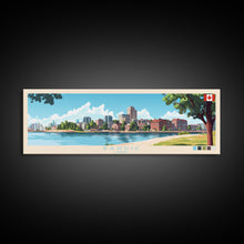 Load image into Gallery viewer, Barrie, Canada Panoramic Travel Poster Canvas Print, Barrie, Canada Painting, Canada Art, Barrie Panoramic Travel Art, Travel Painting
