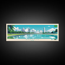 Load image into Gallery viewer, Brasilia, Brazil Panoramic Travel Poster Canvas Print, Brasilia, Brazil Painting, Brazil Art, Brasilia Panoramic Travel Art, Travel Painting
