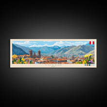 Load image into Gallery viewer, Cusco, Peru Travel Poster Panoramic Canvas Print, Cusco, Peru Painting, Peru Art, Cusco Travel Art, Guest Room Painting
