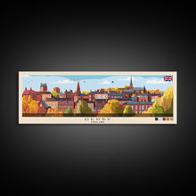 Load image into Gallery viewer, Derby, England Panoramic Travel Poster Canvas Print, Derby, England Painting, England Art, Derby Travel Art, Guest Room Painting

