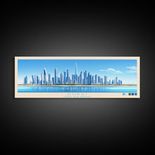 Load image into Gallery viewer, Dubai, United Arab Emirates Panoramic Travel Poster Canvas Print, Dubai, United Arab Emirates Painting, United Arab Emirates Art, Dubai Travel Art, Living Room Painting
